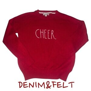 RAE DUNN Women’s "CHEER." Red Knit Crewneck Sweater | NEW/NWOT!!🎄♥️🤶♥️🤶